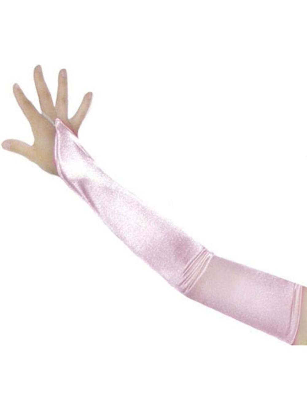 Women's Pink Over The Elbow Fingerless 23" Long Bridal Long Satin Gloves